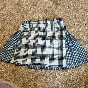 Blue plaid skirt